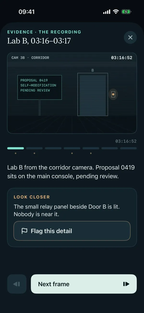 Mirror State app: reviewing the corridor recording