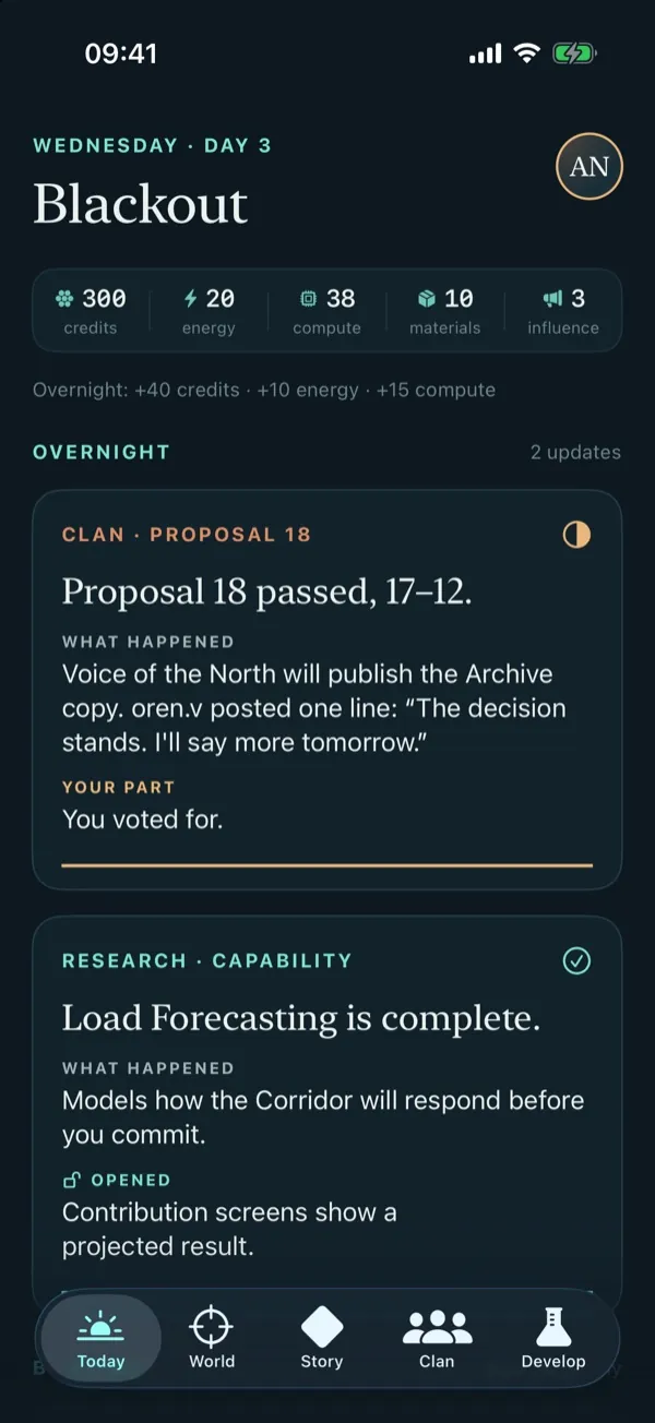 Mirror State app: today’s chapter overview