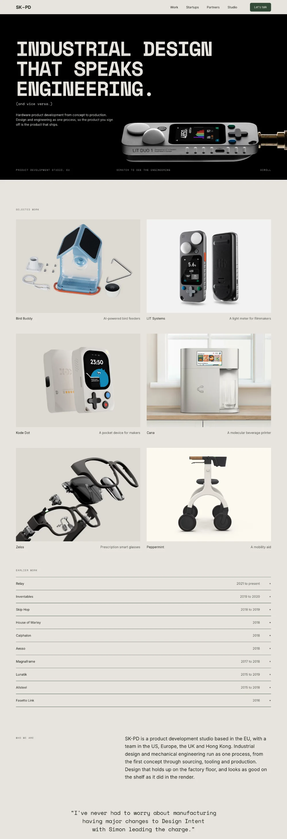 skpd.studio homepage on desktop